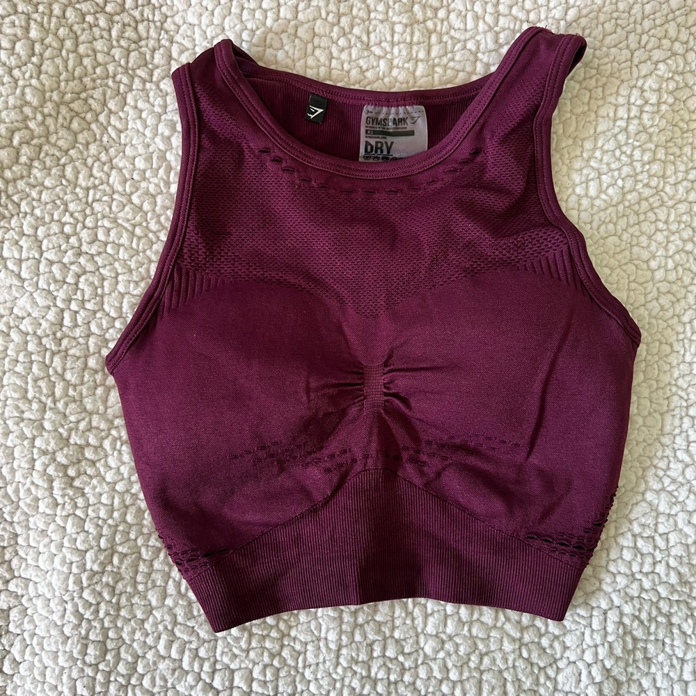GYMSHARK XS Maroon High Neck Sports Bra NWOT